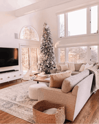 Árvore de Natal Artificial Slim King Flock® de com 650 Luzes LED Branco Quente