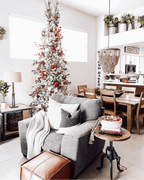 Árvore de Natal Artificial Slim King Flock® de com 650 Luzes LED Branco Quente