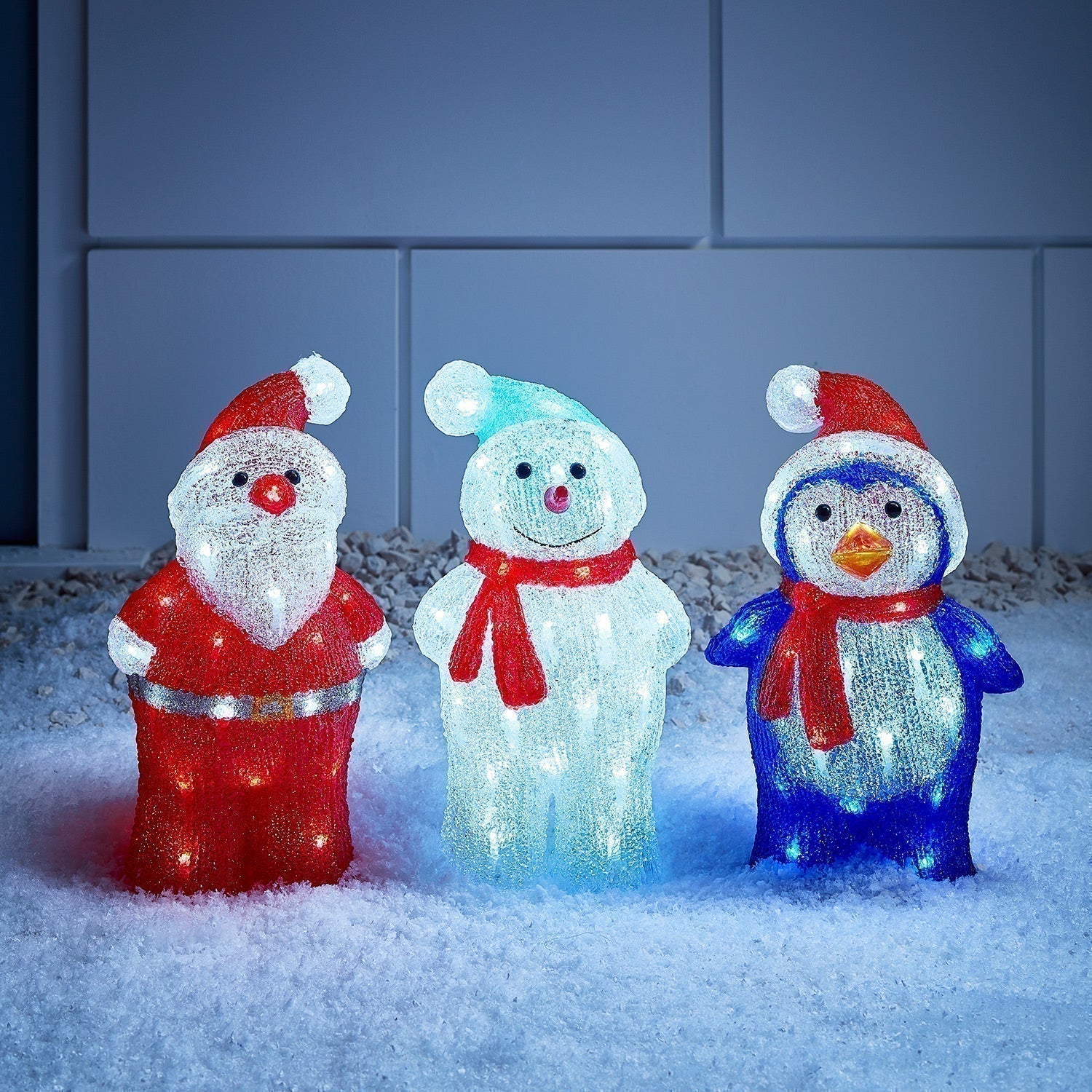 Figura de Natal de pinguim acrílico ao ar livre