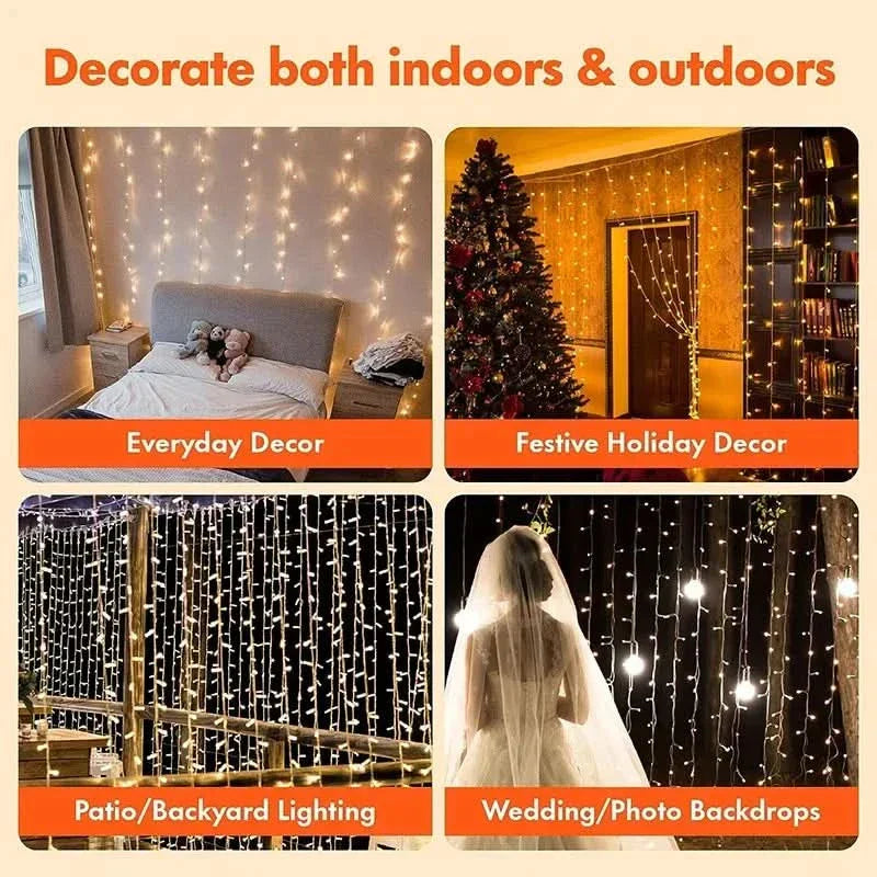 Cortina de Luzes LED Natalinas - Magia e Encanto em Sua Casa
