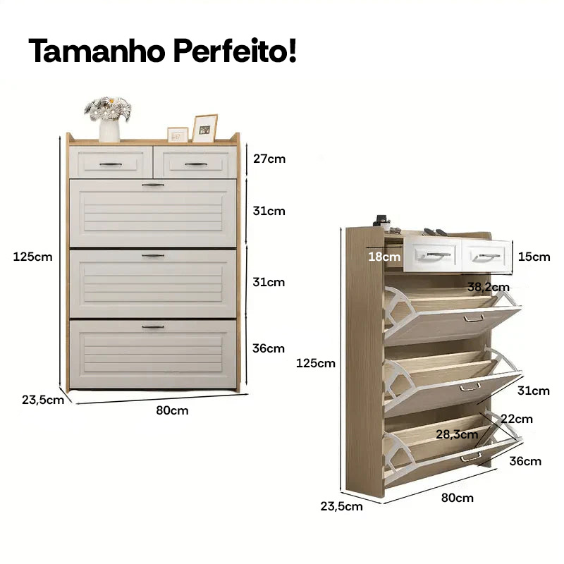 Sapateira Organizadora com 3 Portas 2 Gavetas