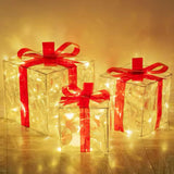 Kit 3 Caixas Presentes Iluminados Decoração Natal