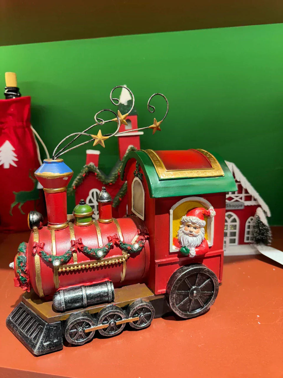 Trem Noel em resina 25x24cm - Pré venda